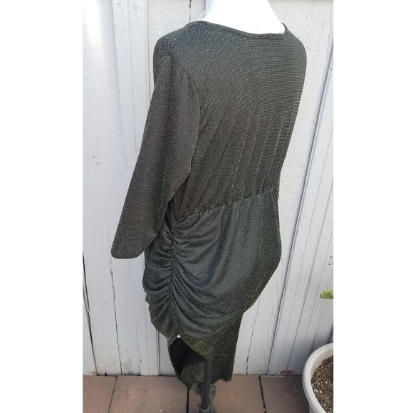 3x GOLD LONG SLEEVE SYMMETRICAL DRESS RUCHING - Picture 5 of 6